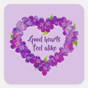 Purple Spring Heart Stickers w/ Quotes