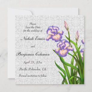Purple Spring Iris Flowers Save the Date