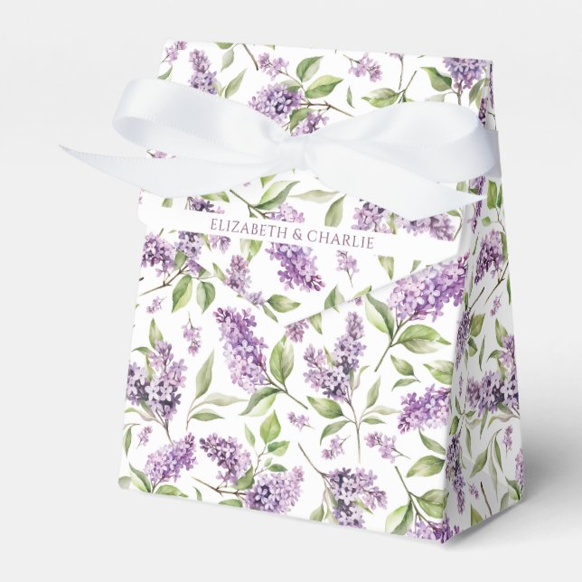 Purple Spring Lilacs Wedding Favour Box (Front Side)