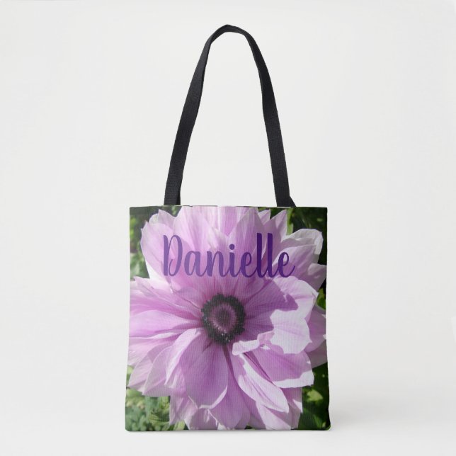 Purple Spring pink Floral flowers Ladies Name Bag (Front)