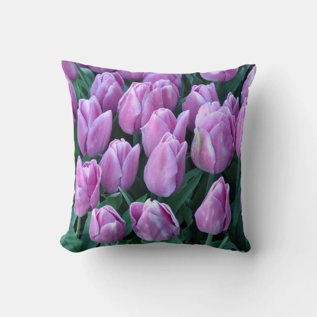 Purple spring tulips cushion (Front)