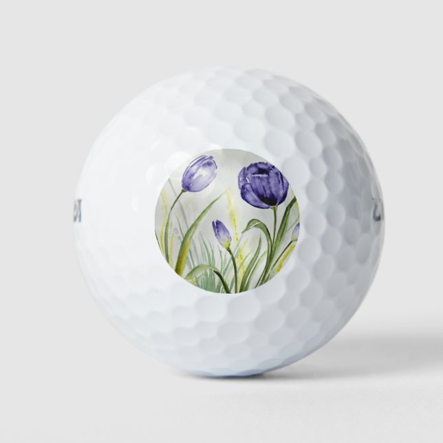 Purple Spring Tulips Golf Balls (Front)