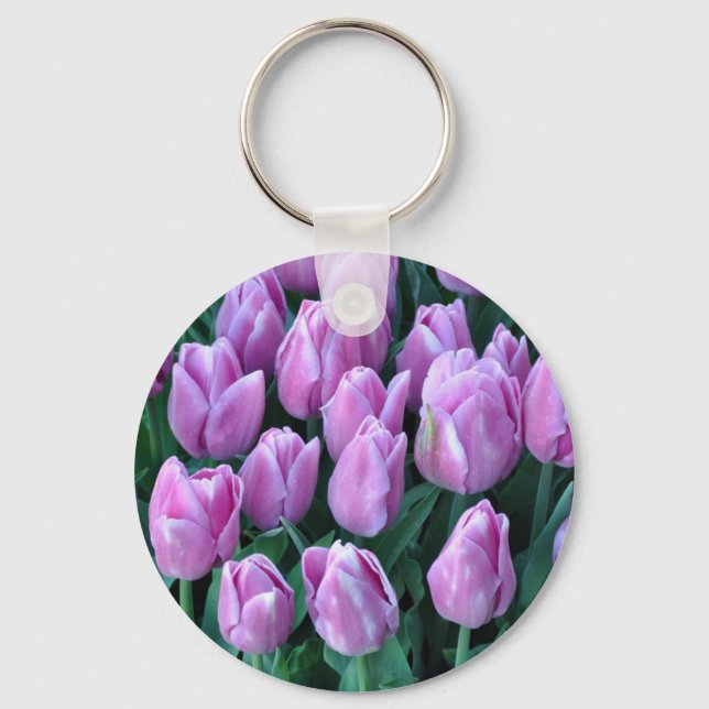 Purple spring tulips key ring (Front)