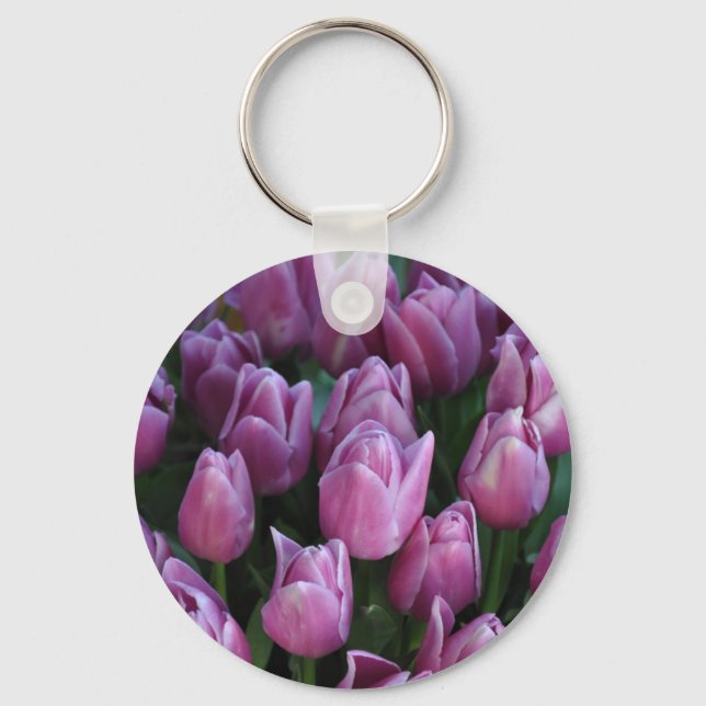 Purple spring tulips key ring (Front)