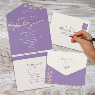 Purple Spring Wedding All In One Invitation
