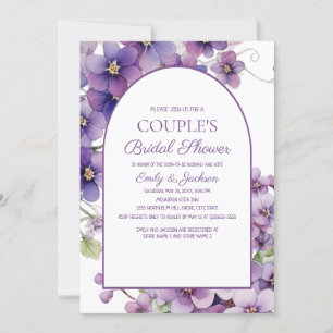 Purple Springtime Floral Couple's Bridal Shower Invitation