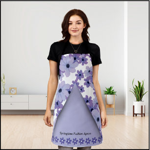 Purple Springtime Floral Fashion Apron