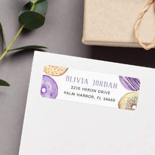 Purple Sprinkle Doughnut Return Address