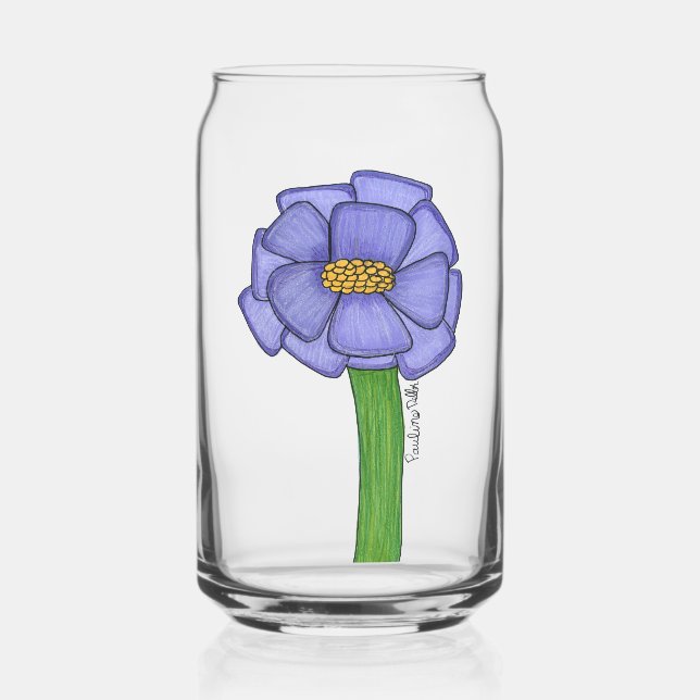 Purple Square Flower Can Glass (Front)