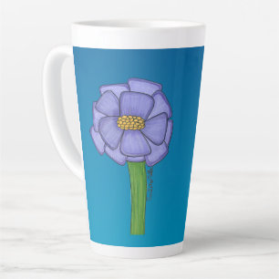 Purple Square Flower with Blue background Latte Mug