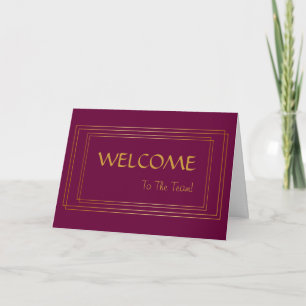 Purple Square Gold Box Welcome Thank You Card