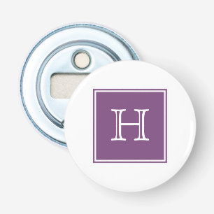 Purple Square Monogram Magnet Bottle Opener
