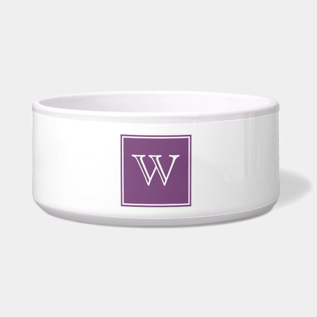 Purple Square Monogram Pet Bowl (Front)