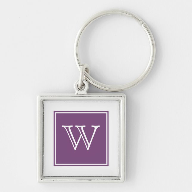 Purple Square Monogram Premium Keychain (Front)