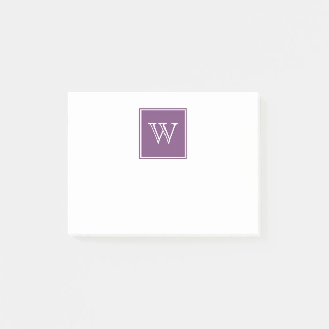 Purple Square Monogram Sticky Notes (Front)