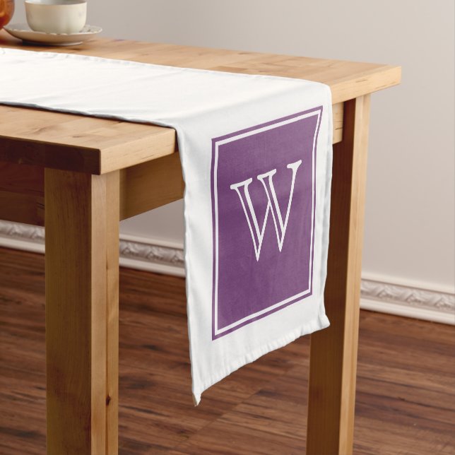 Purple Square Monogram Table Runner (In Situ)