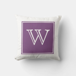 Purple Square Monogram Throw Pillow