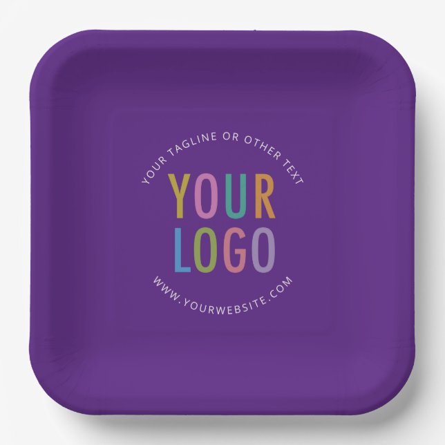 Purple Square Paper Plates Custom Logo Printed (Front)