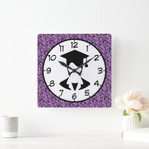 Purple square     wall clock
