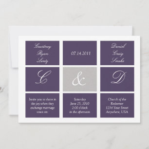 Purple Squares Wedding Invitation