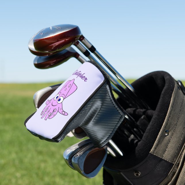 Purple Squid Design Golf Head Cover (In Situ)