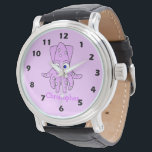 Purple Squid Design Watch<br><div class="desc">Wrist watch with a squid design. You can customise this watch with any text of your choice. Should you require any help with customising then contact us through the message link on this page. Purple squid design personalised watch</div>