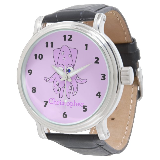 Purple Squid Design Watch (Angled)