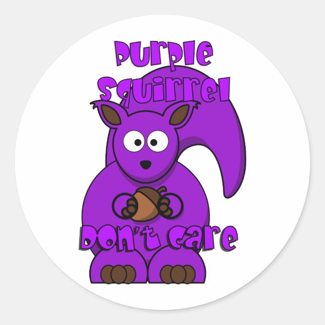 Purple Squirrel Don't Care Classic Round Sticker (Front)