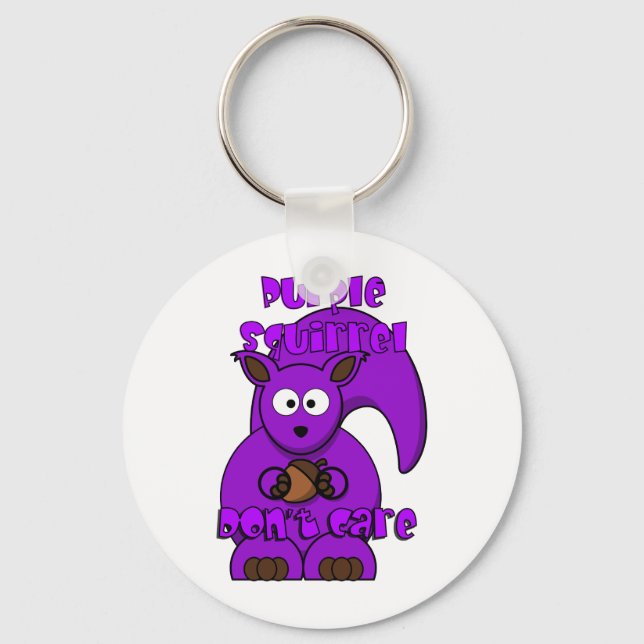 Purple Squirrel Don't Care Key Ring (Front)