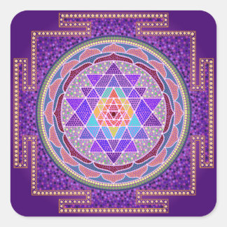Purple Sri Yantra Square Sticker