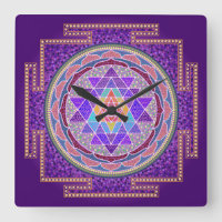 Purple Sri Yantra Wall Clock