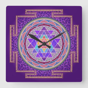 Purple Sri Yantra Wall Clock