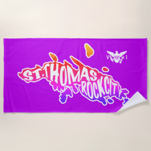 Purple, St. Thomas "Rock City" U.S. Virgin Islands Beach Towel