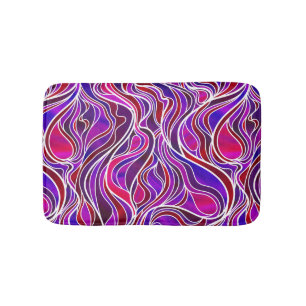 Purple Stained Glass Abstract Bath Mat