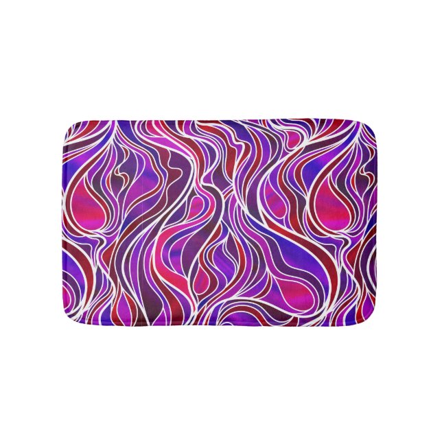 Purple Stained Glass Abstract Bath Mat (Front)