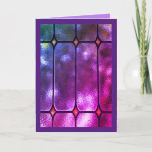 Purple Stained-Glass Blank Greeting Card
