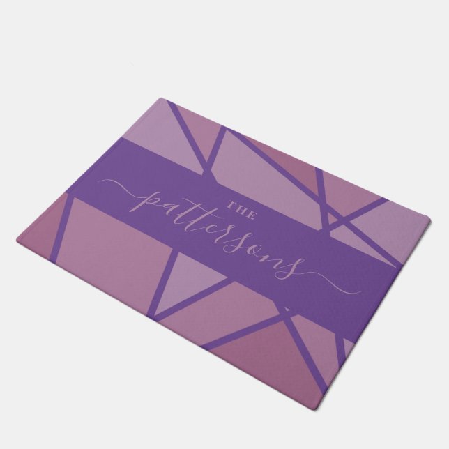 Purple Stained Glass Imitation Welcome Home Family Doormat (Angled)