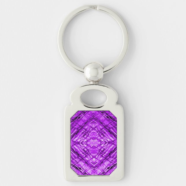 Purple Stained Glass kaleidoscope Texture Key Ring (Front)
