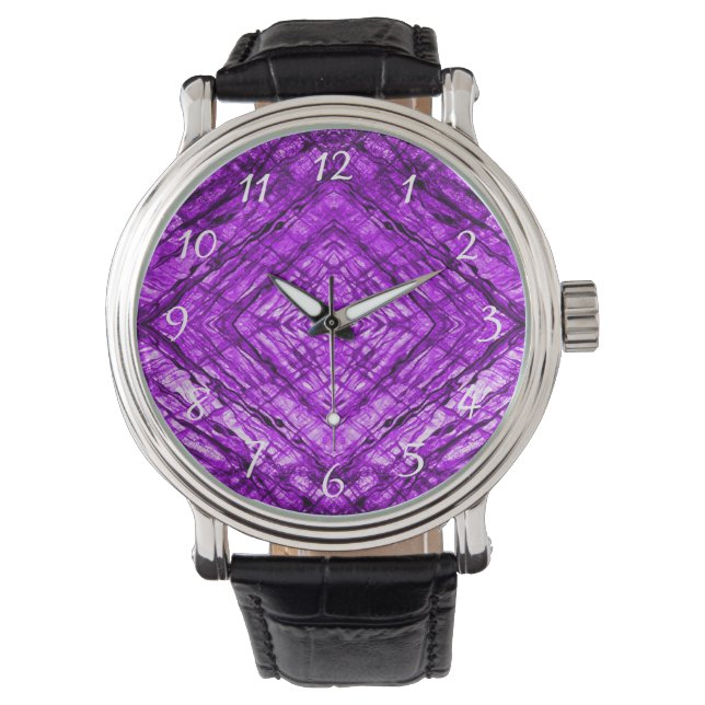 Purple Stained Glass kaleidoscope Texture Watch (Front)