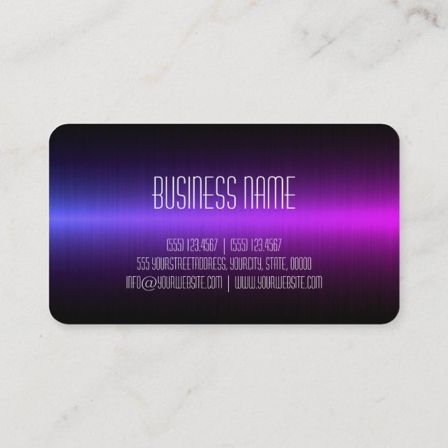 Purple Stainless Steel Metal Look Business Card (Back)
