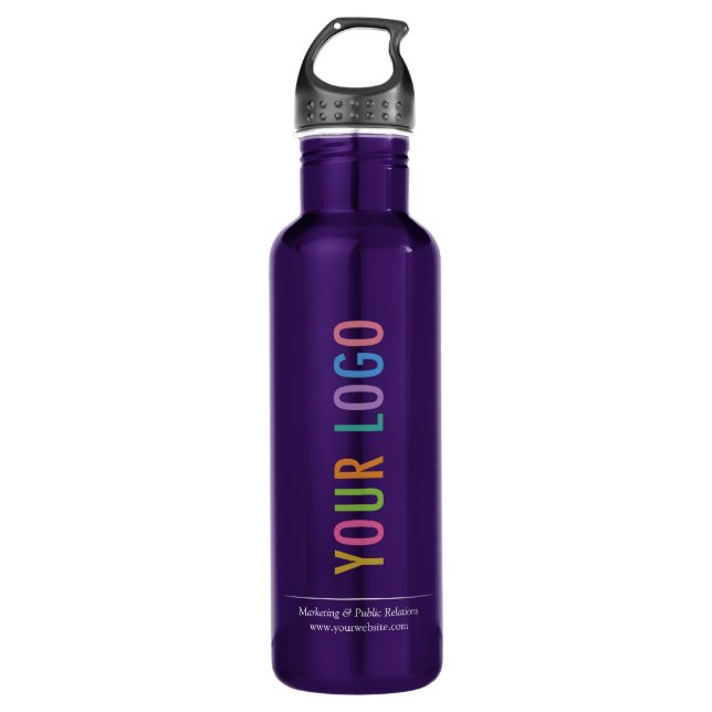 Purple Stainless Water Bottle Custom Logo Branded (Front)