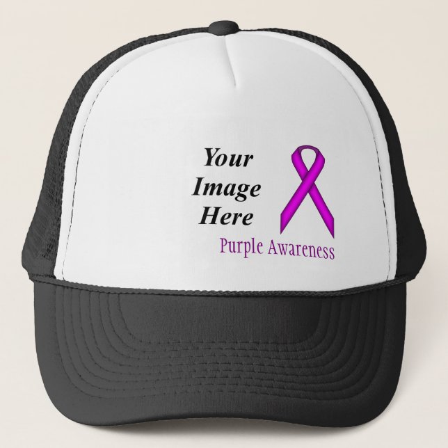 Purple Standard Ribbon by Kenneth Yoncich Trucker Hat (Front)