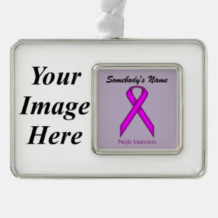 Purple Standard Ribbon Tmpl(H-I)by Kenneth Yoncich Silver Plated Framed Ornament