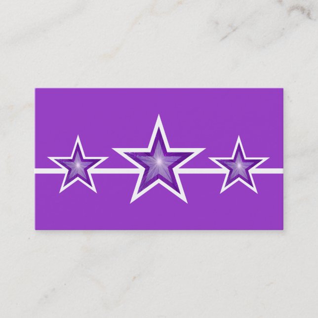 Purple Star 3 stars business card purple (Front)