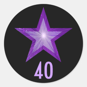 Purple Star "40" age round sticker black