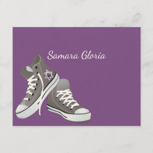 Purple Star Fade Sneakers Bat Mitzvah Thank You Card