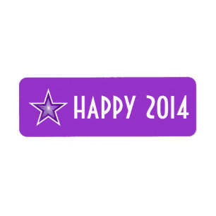 Purple Star 'happy 2014' label small purple