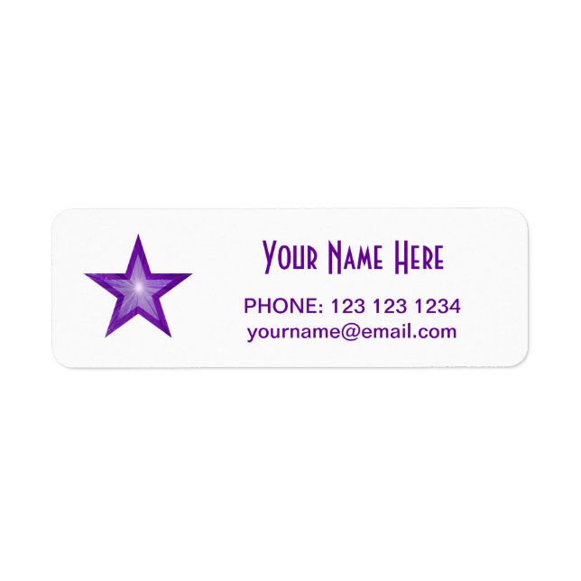 Purple Star 'Name' text label small white (Front)
