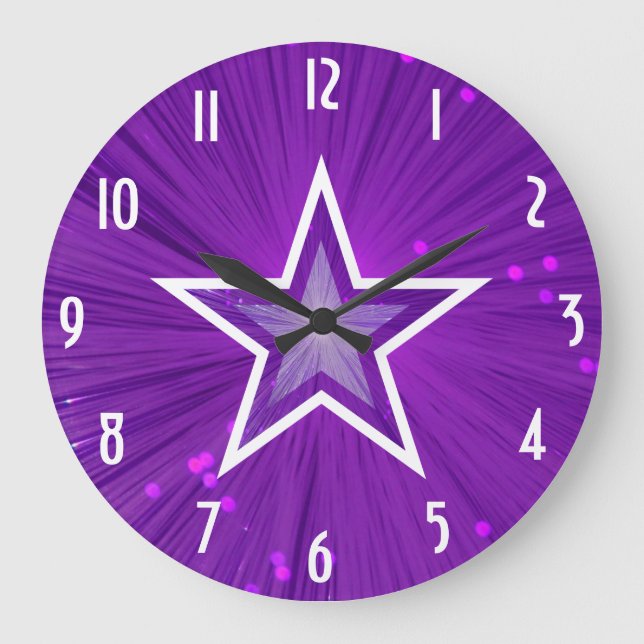 Purple Star 'Numbers' clock round (Front)