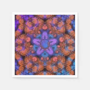 Purple Star Orange Swirl Trip Abstract Glow Party Napkin